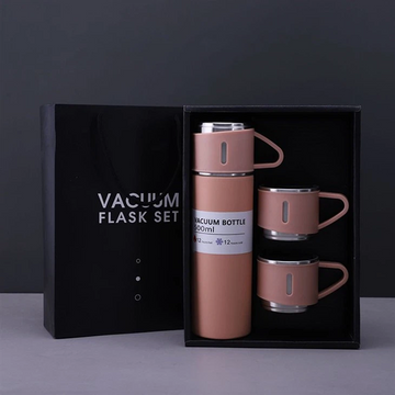 Premium Vacuum Flask Gift Set – 500ml Bottle with 2 Stainless Steel Cups