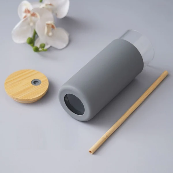 Glass Sipper with Eco-Friendly Bamboo Lid & Straw